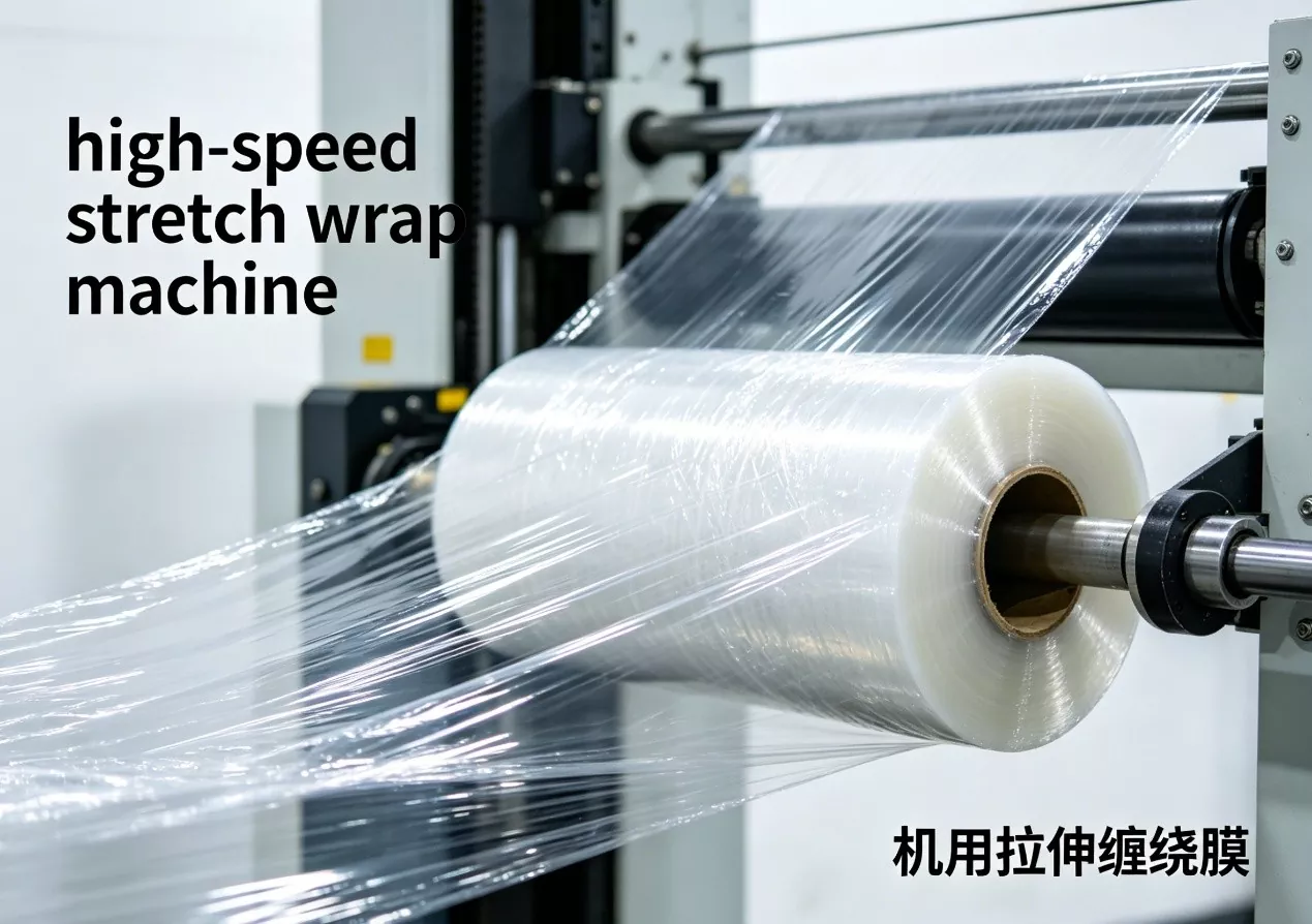 High-Speed Machine Stretch Film running on an automatic rotary wrapper